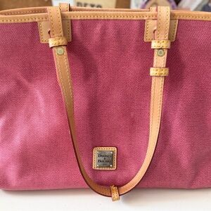 Dooney & Bourke Raspberry Tote with Tan Straps